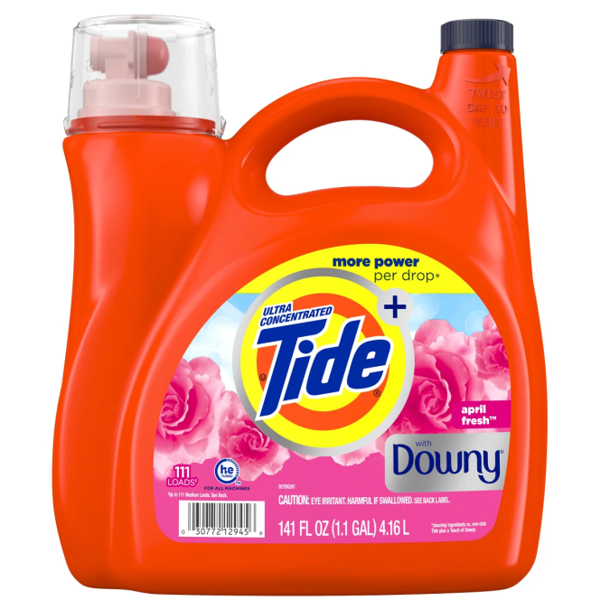 Detergente líquido para ropa Tide Plus Downy, April Fresh.