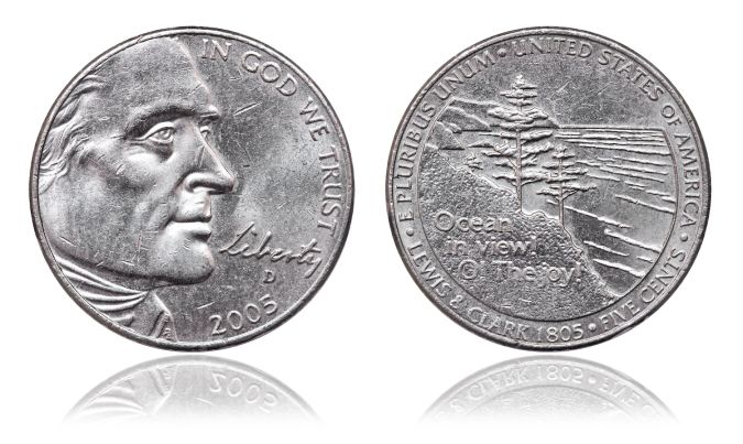 Moneda de 25 centavos. Año 2005. 200 años de la expedición de Lewis y Clark - Ocean Access.