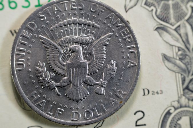 Reverso de la serie de monedas de medio dólar de 50 centavos Kennedy.