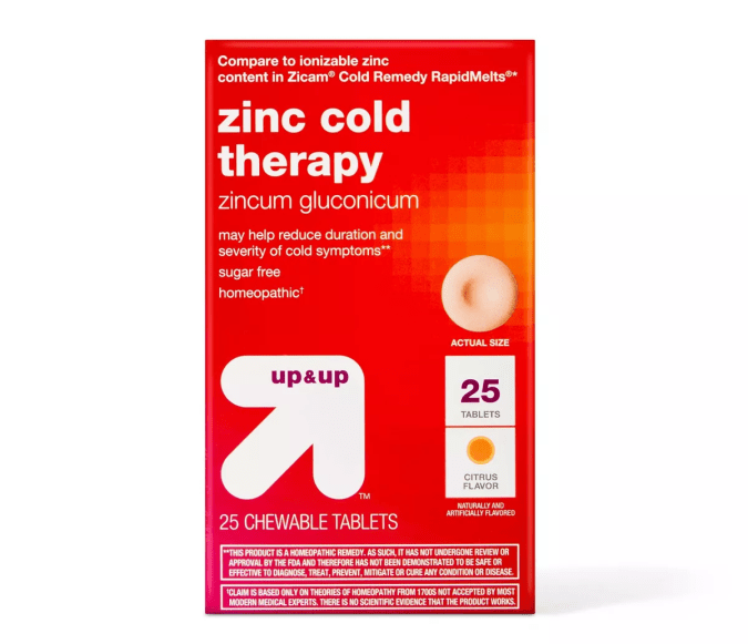 Terapia de frío con zinc up & up.