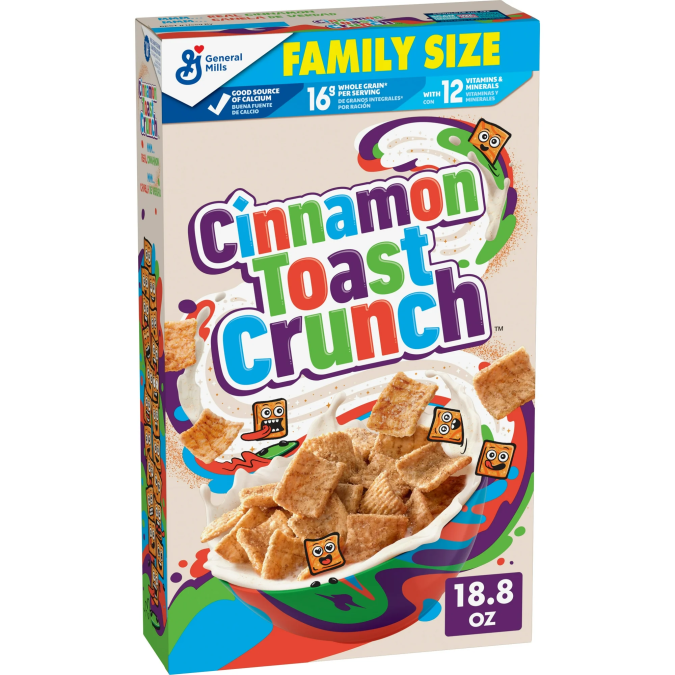 Cereal de desayuno Cinnamon Toast Crunch.