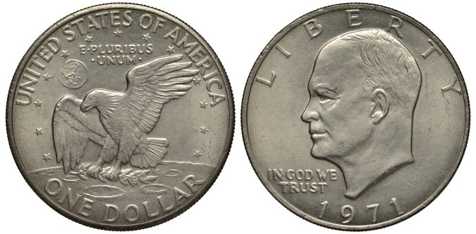 Moneda de un dólar de los Estados Unidos de 1971.