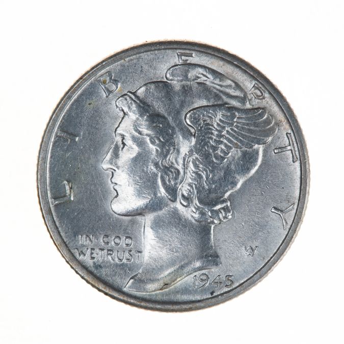 Moneda de diez centavos de plata estadounidense de 1945, Mercury Dime.